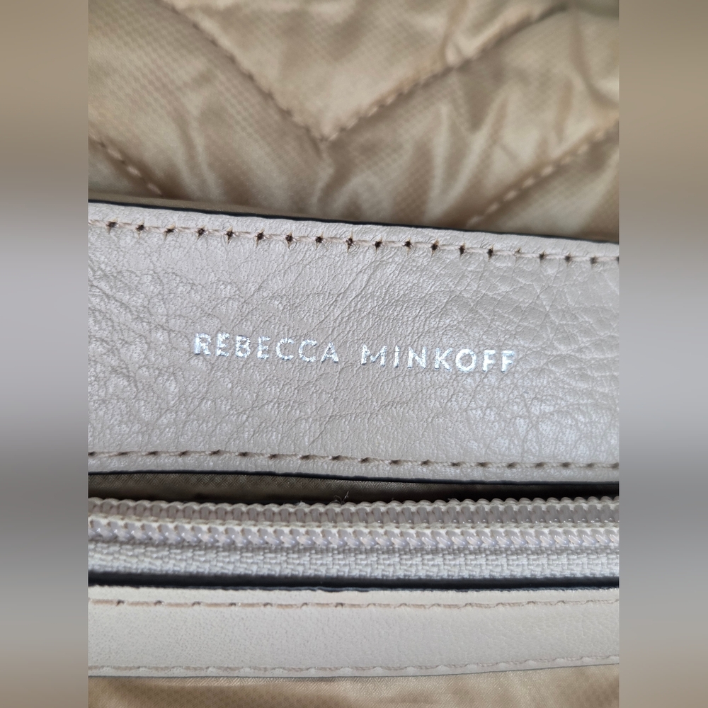 Rebecca Minkoff Elegant Nylon Beige Quilted Shoulder Bag - Picture 11 of 14